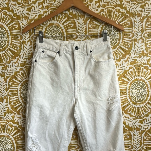 NWT SLVRLAKE London White Destructed High Rise Straight Leg Jeans $285 size 25 - Picture 11 of 16